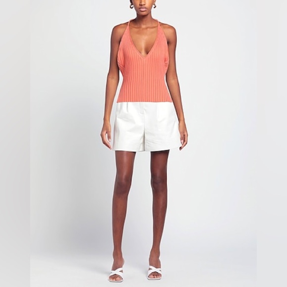 Gauge81 Moura Ribbed Halter Top Salmon Pink Knit Open Back Blouse size small